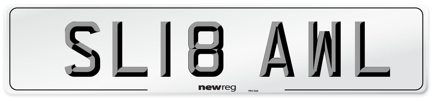 SL18 AWL Number Plate from New Reg